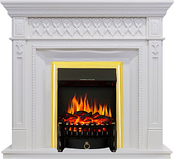 Каминокомплект Royal Flame Alexandria очаг Fobos FX Brass белый дуб Royal Flame Alexandria очаг Fobos FX Brass белый дуб